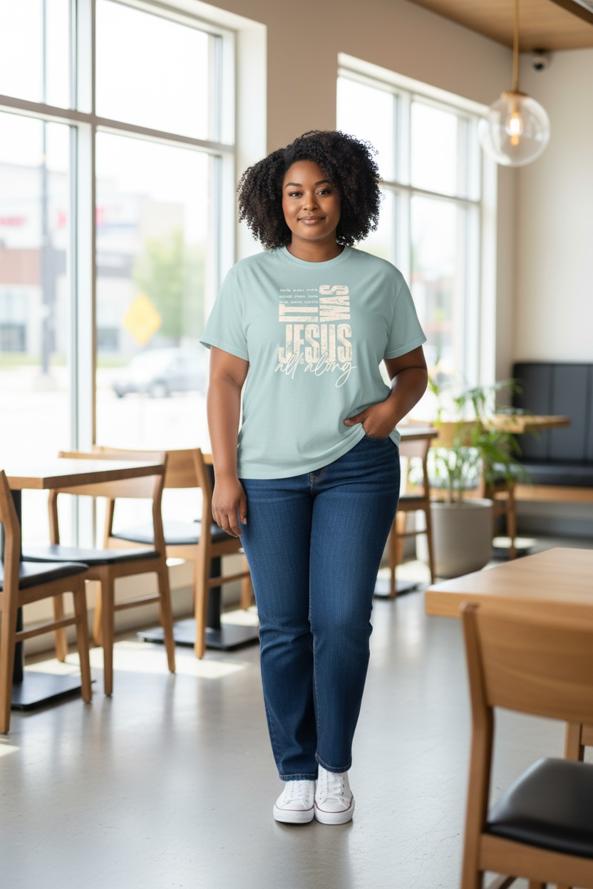 It Was Jesus All Along T-Shirt Seafoam Faith Tee